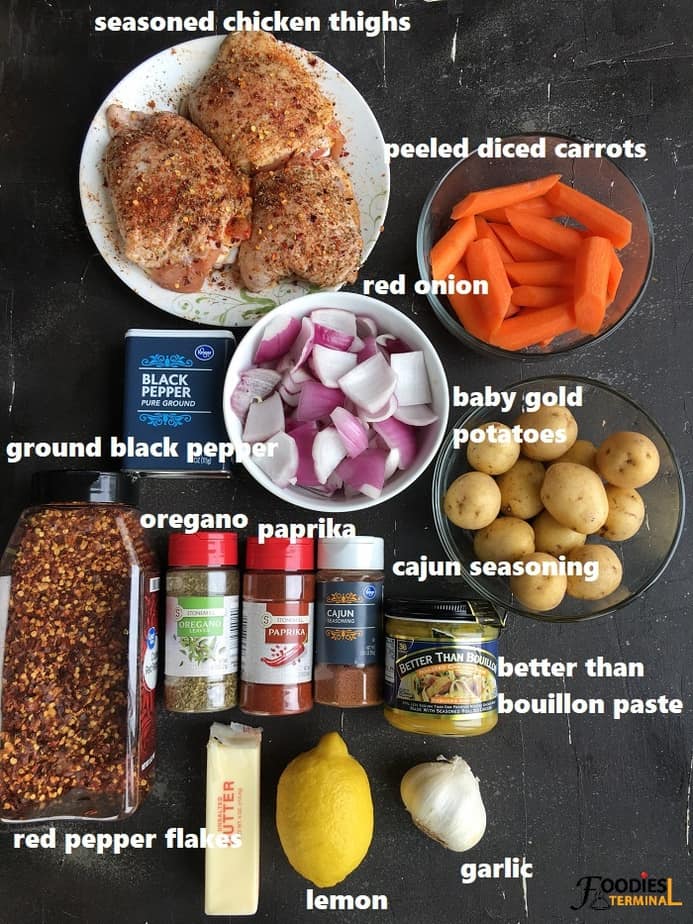 recipe ingredients on a black surface
