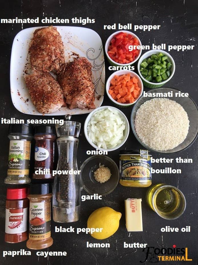recipe ingredients on a black surface