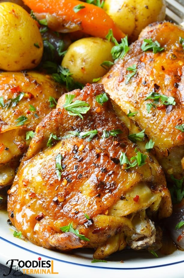 Instant Pot Chicken Thighs and Vegetables (bone in) » Foodies Terminal