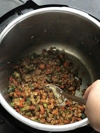 sauteing holy trinity and seasonings in instant pot