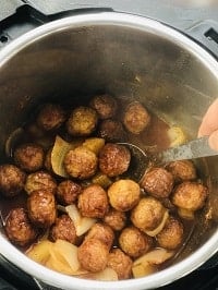 pressure cooked sweet and sour meatballs in instant pot