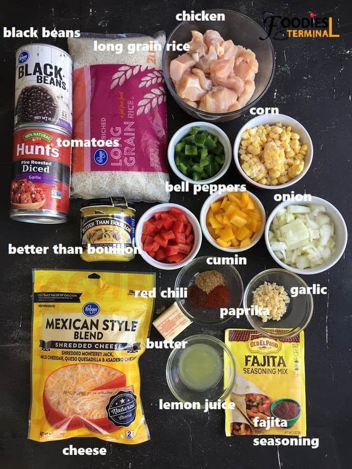 ingredients on a black surface