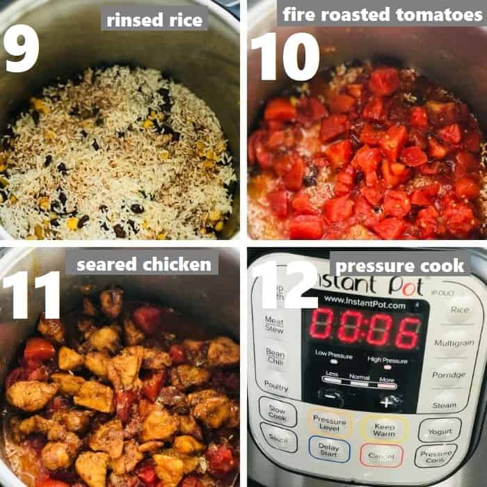 pressure cooking chicken fajita rice in instant pot