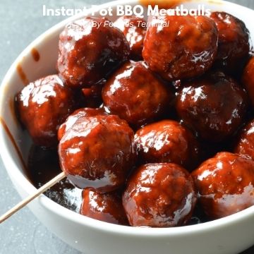 instant pot grape jelly bbq meatballs in a white bowl