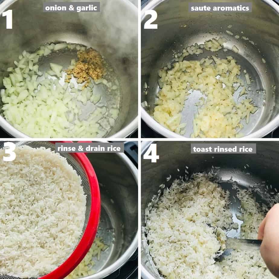 sautéing aromatics and toasting rice in instant pot