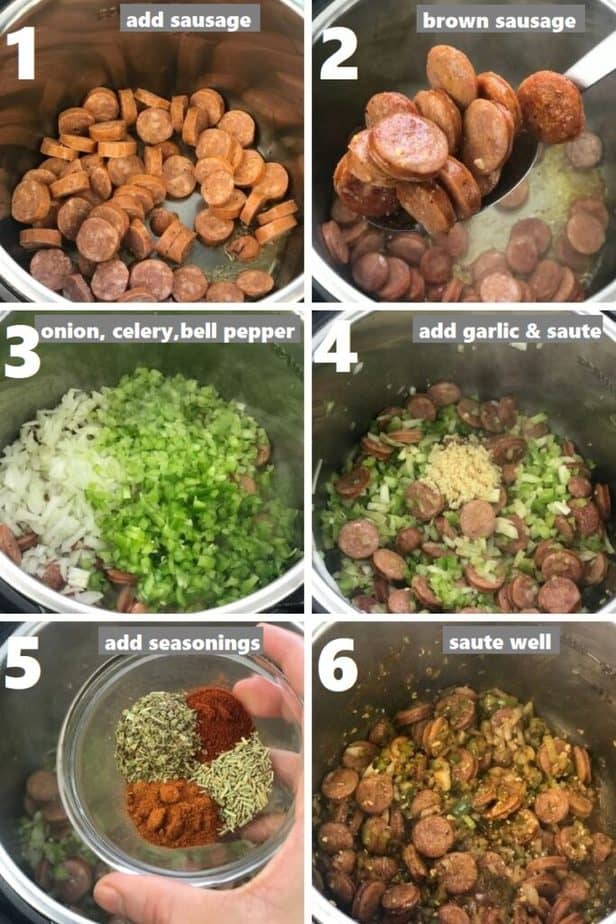 browning sausage and sauteing aromatics in instant pot