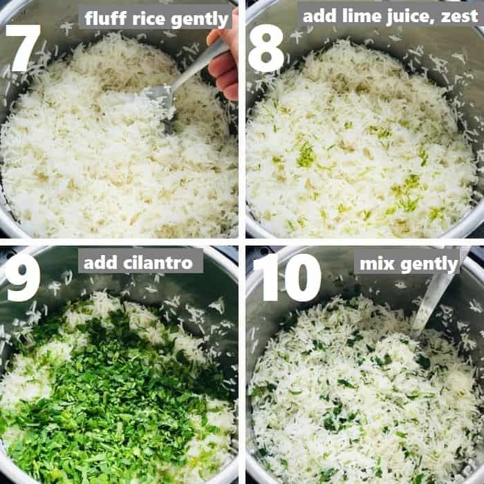 making cilantro lime rice in instant pot with fresh chopped cilantro