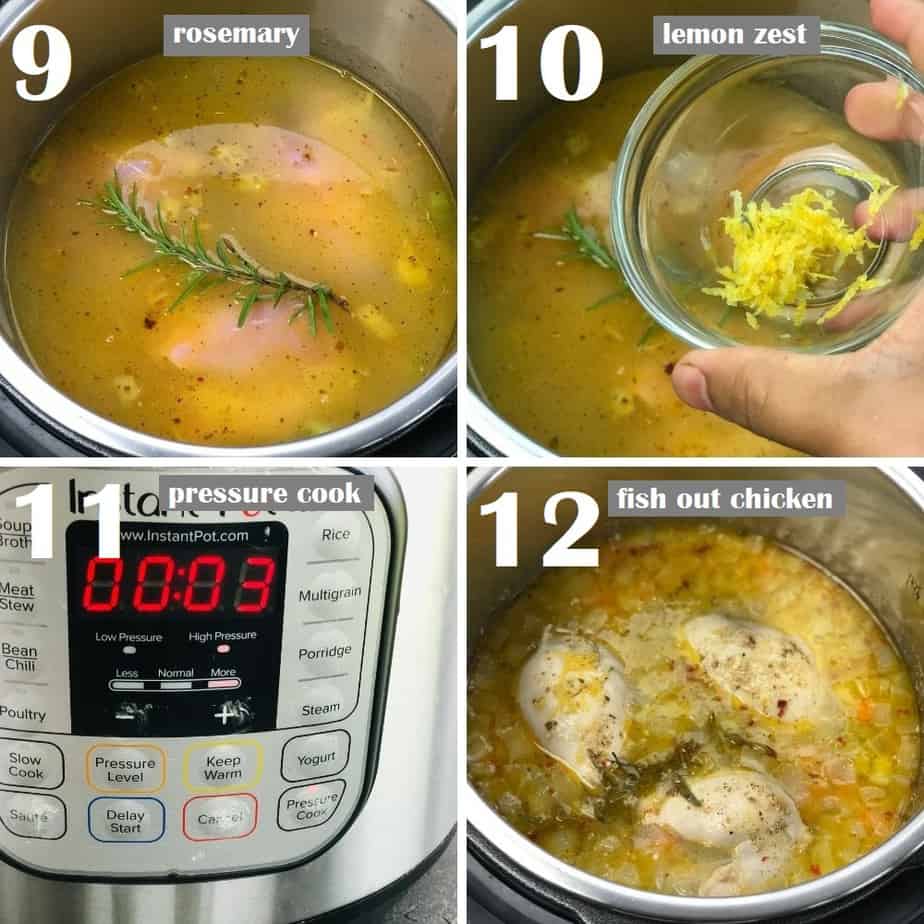 pressure cook the orzo chicken soup