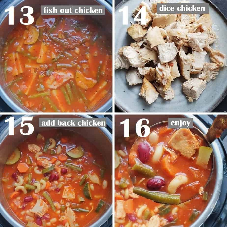 quick chicken minestrone soup is ready in instant pot