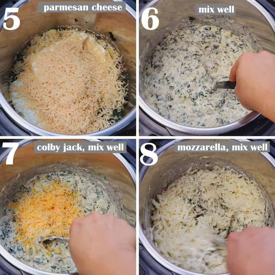 mix all cheeses in the hot dip with a ladle