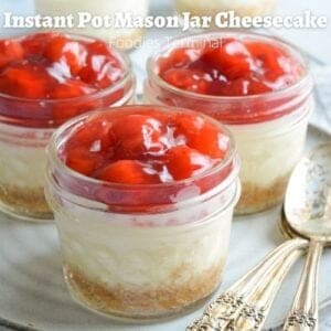 instant pot mason jar cheesecake with cherry pie filling topping