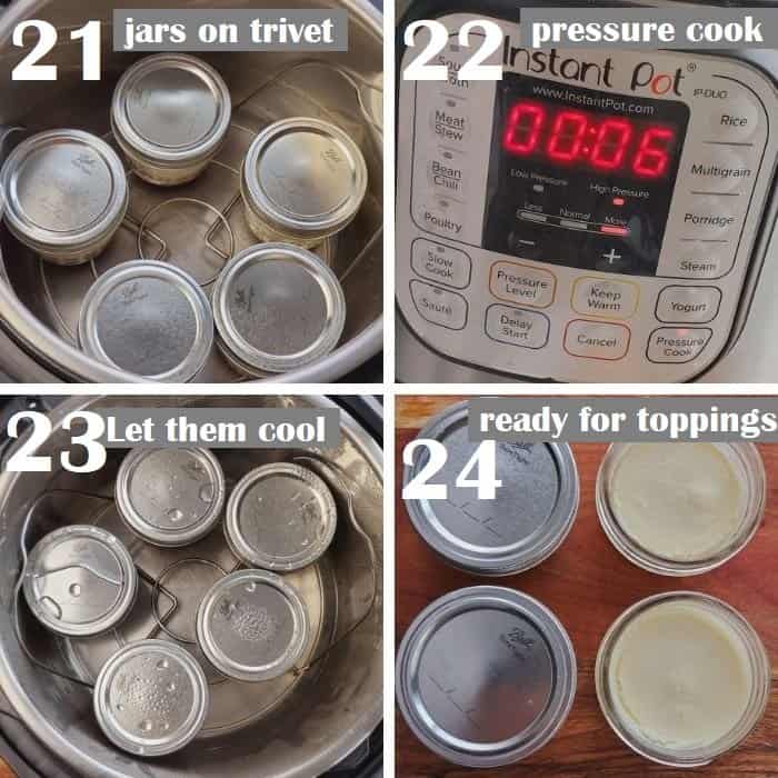 pressure cooking mason jar cheesecakes 