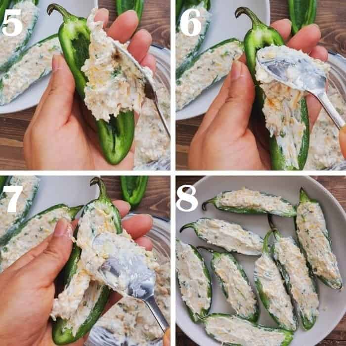 stuffing jalapeno with cream cheese mixture