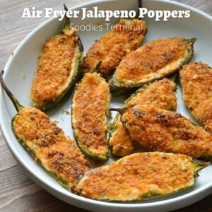 air fryer jalapeno poppers on a white plate