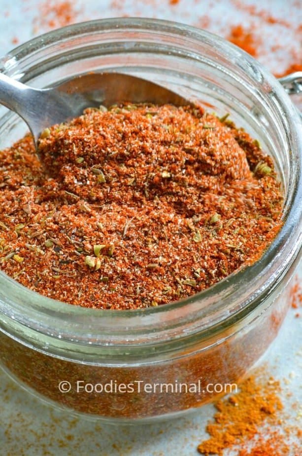 salt free cajun seasoning in a small glass container