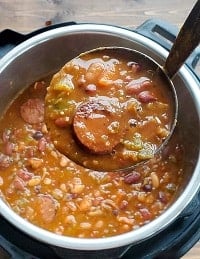 hurst 15 bean soup in a ladle