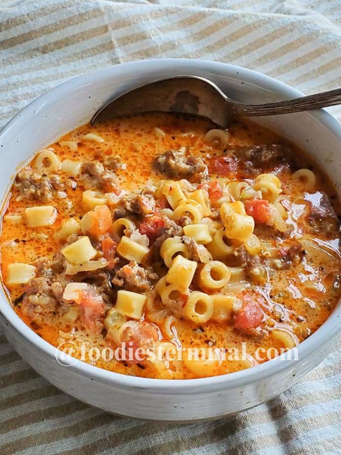 ditalini pasta Italian sausage soup 