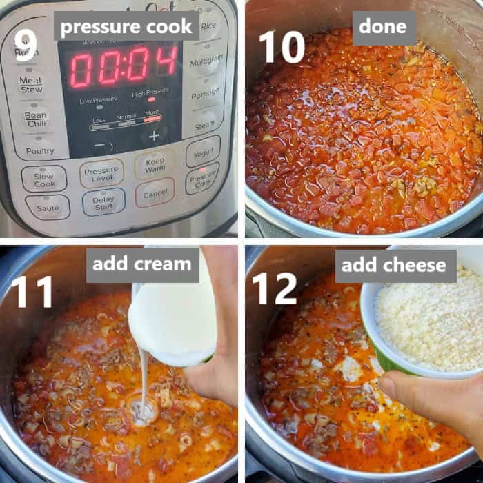 pressure cook soup and add dairy