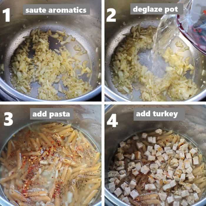 sauteing aromatics and deglazing pot