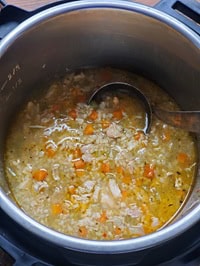 pressure cooked chicken and brown rice soup
